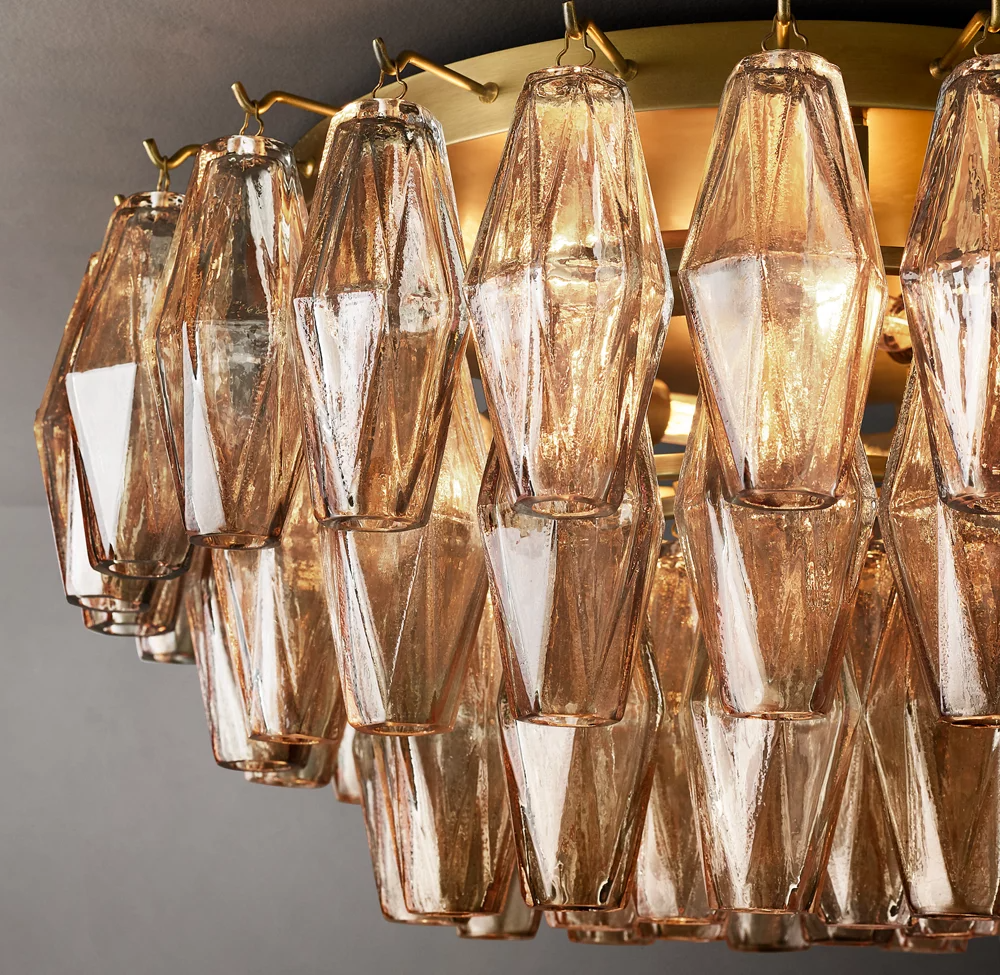 Mia Smoke Glass Flushmount Chandelier  For Dinning Room-konalight