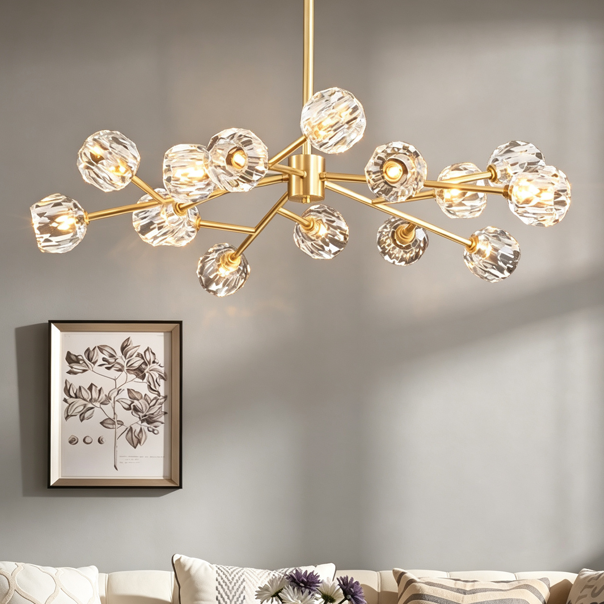 Boule De Crystal Ball Clear Glass Round Chandelier 36"