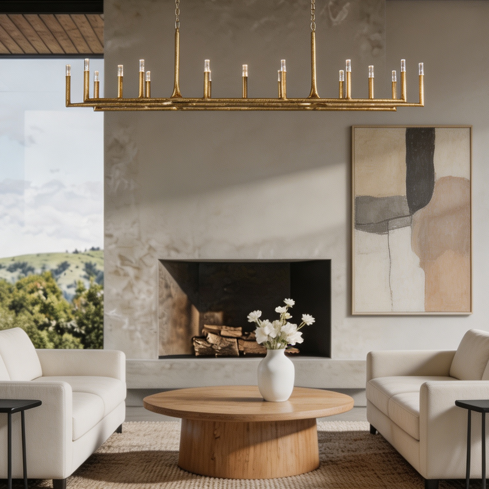 Thaddeus Linear Chandelier 96" 17-Lights For Living Room-lampselegant
