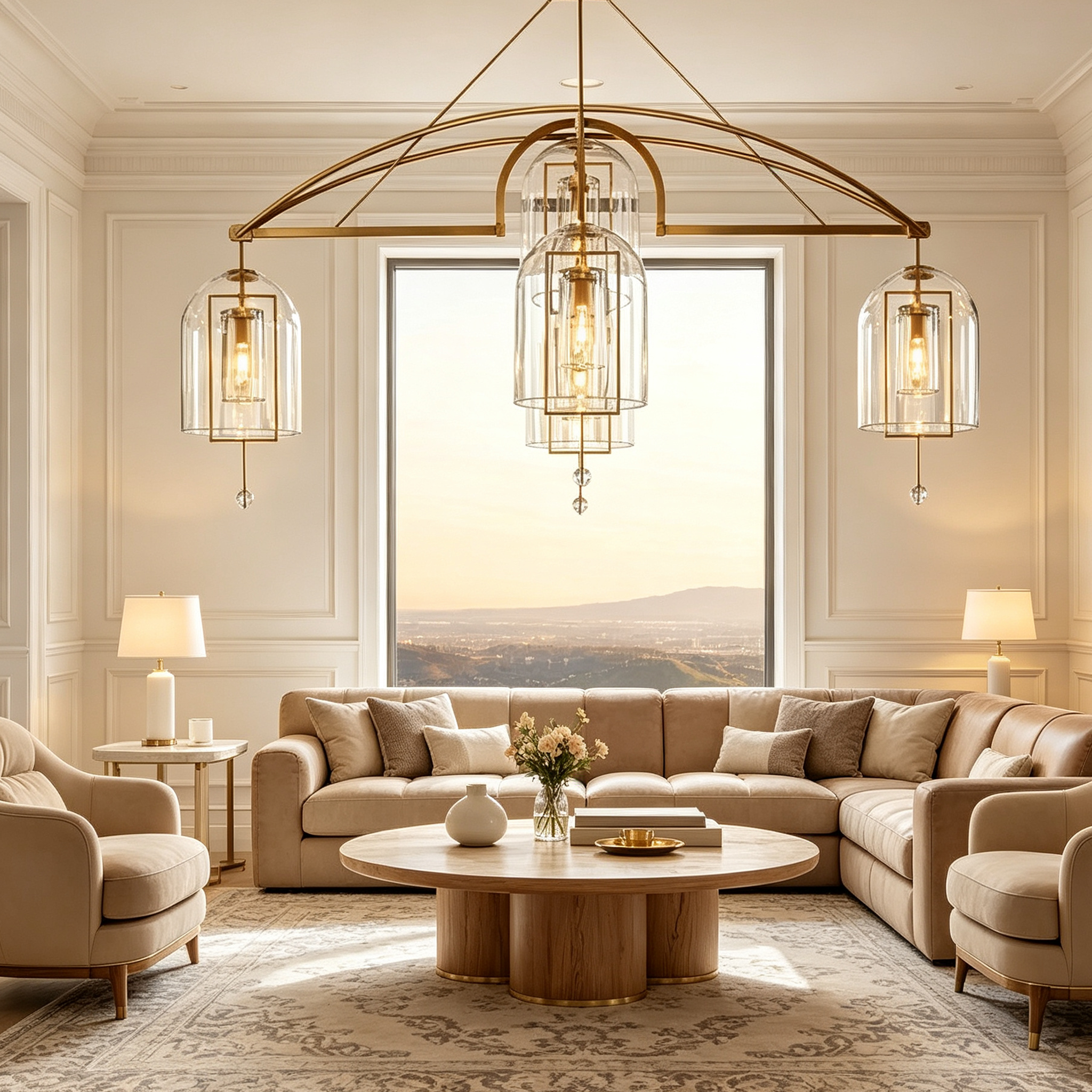 Fulcrum Round Chandelier 61" For Living Room