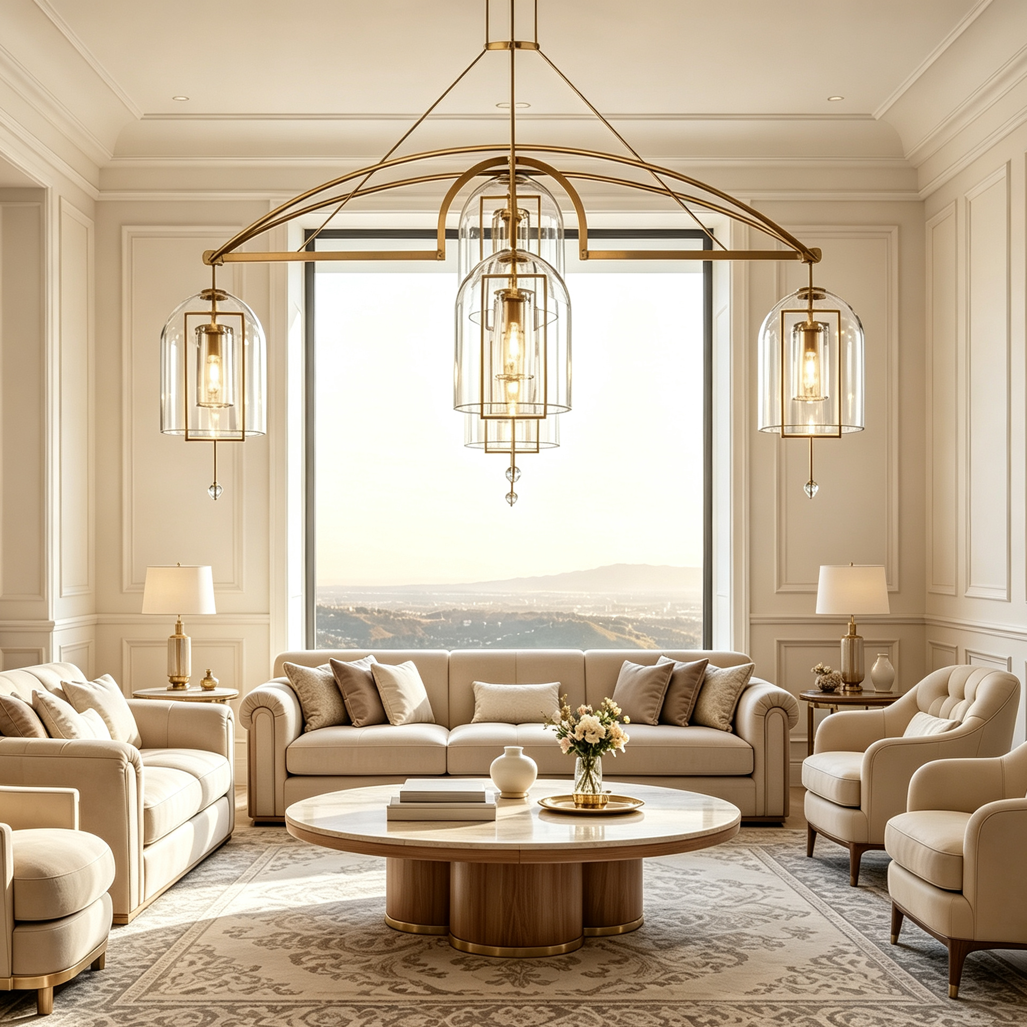 Fulcrum Round Chandelier 85" For Living Room