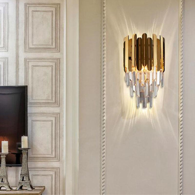 Kubi Brass Crystal Wall Sconce-konalight