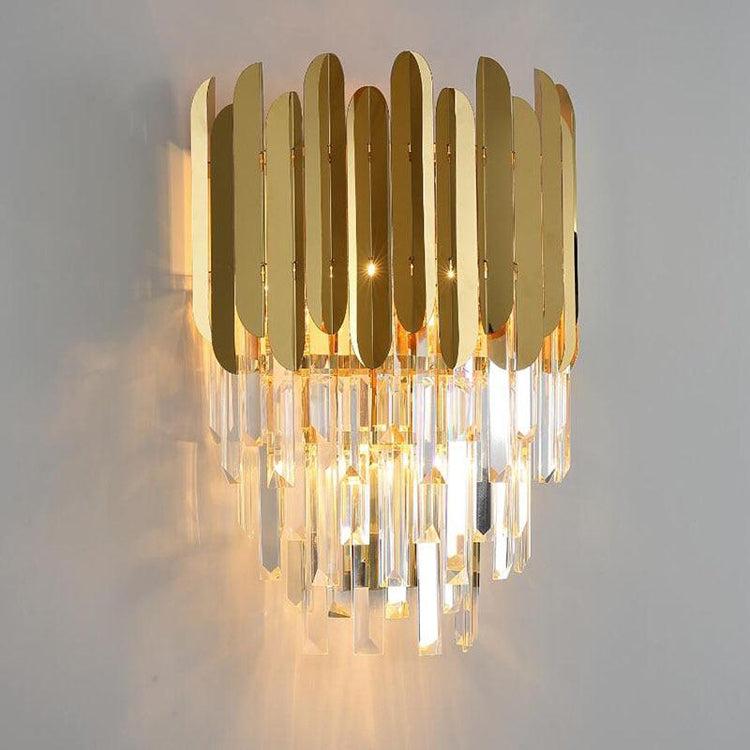 Kubi Brass Crystal Wall Sconce-konalight