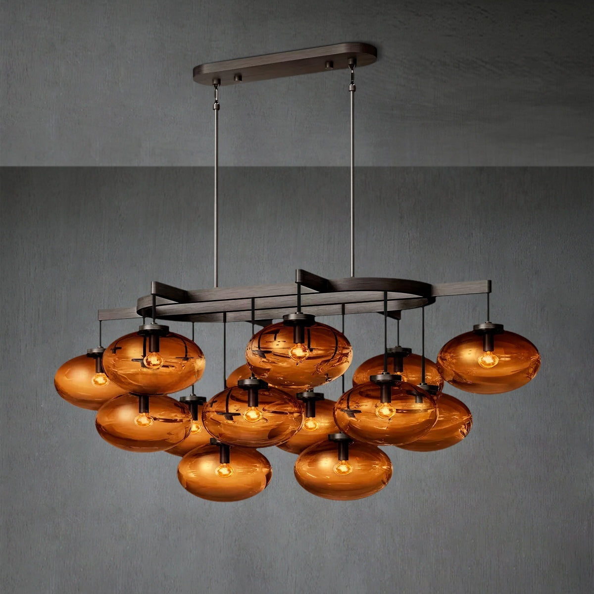 Curvette Smoke Glass Linear Chandelier 54"