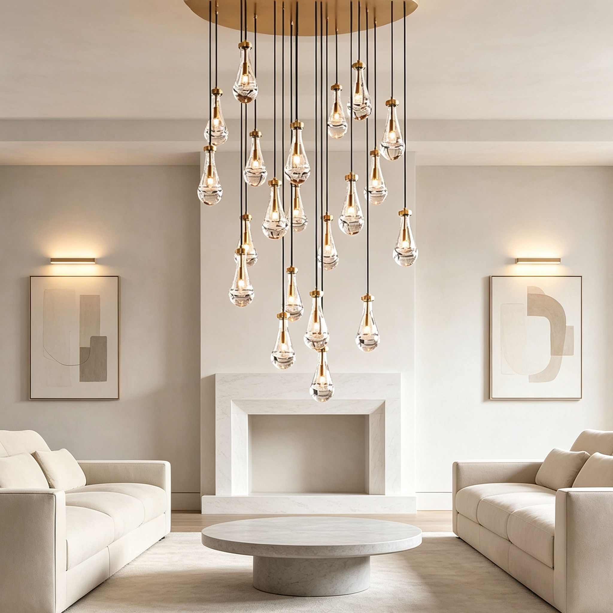 Raindrop Round Chandelier 60"