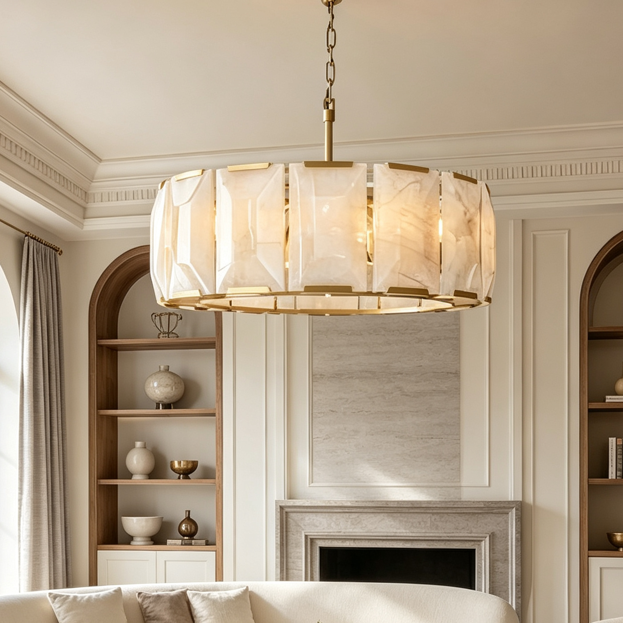 Harlow Calcite Round Chandelier D 31"