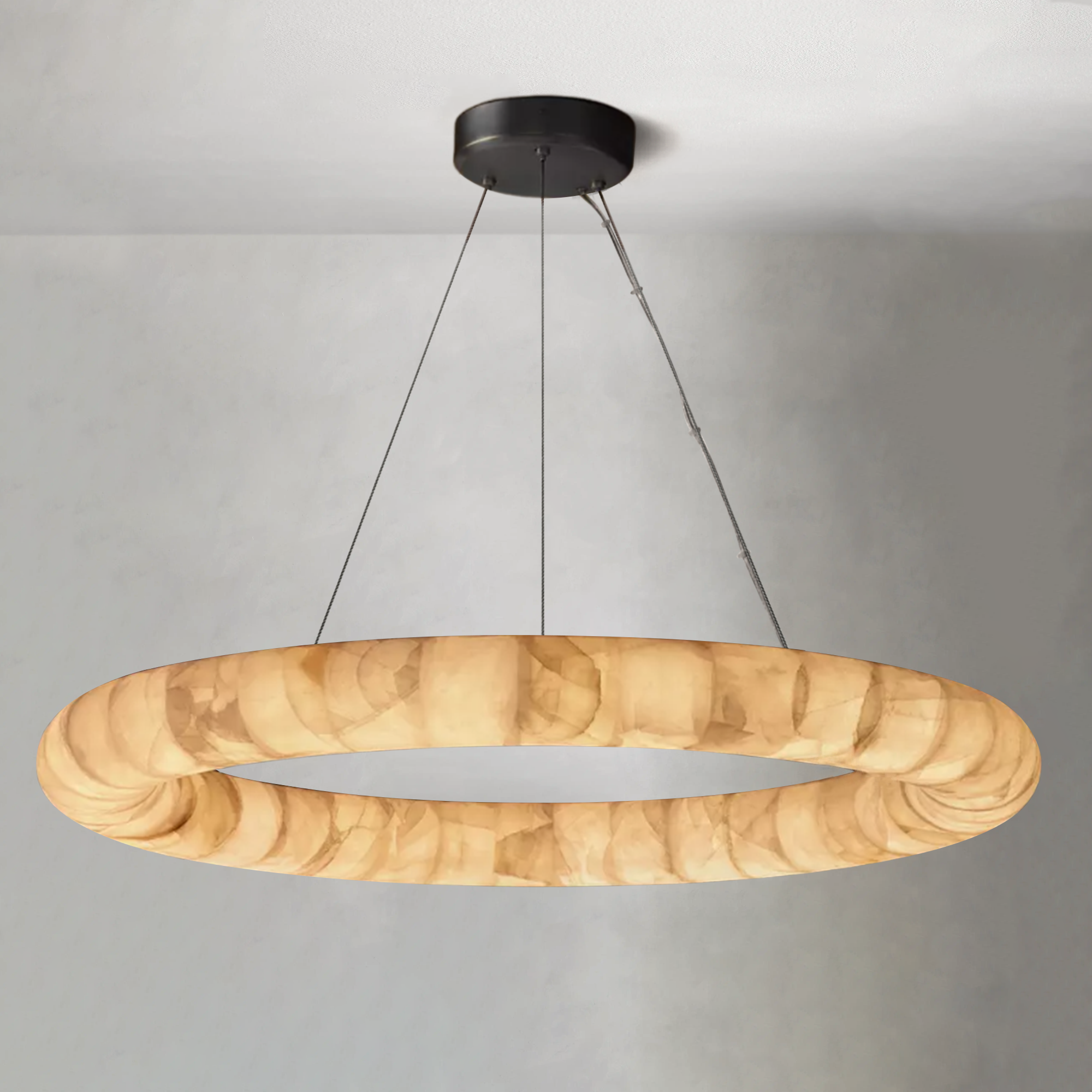 Rim Lisse Alabaster Round Chandelier 31" 41" 61"D