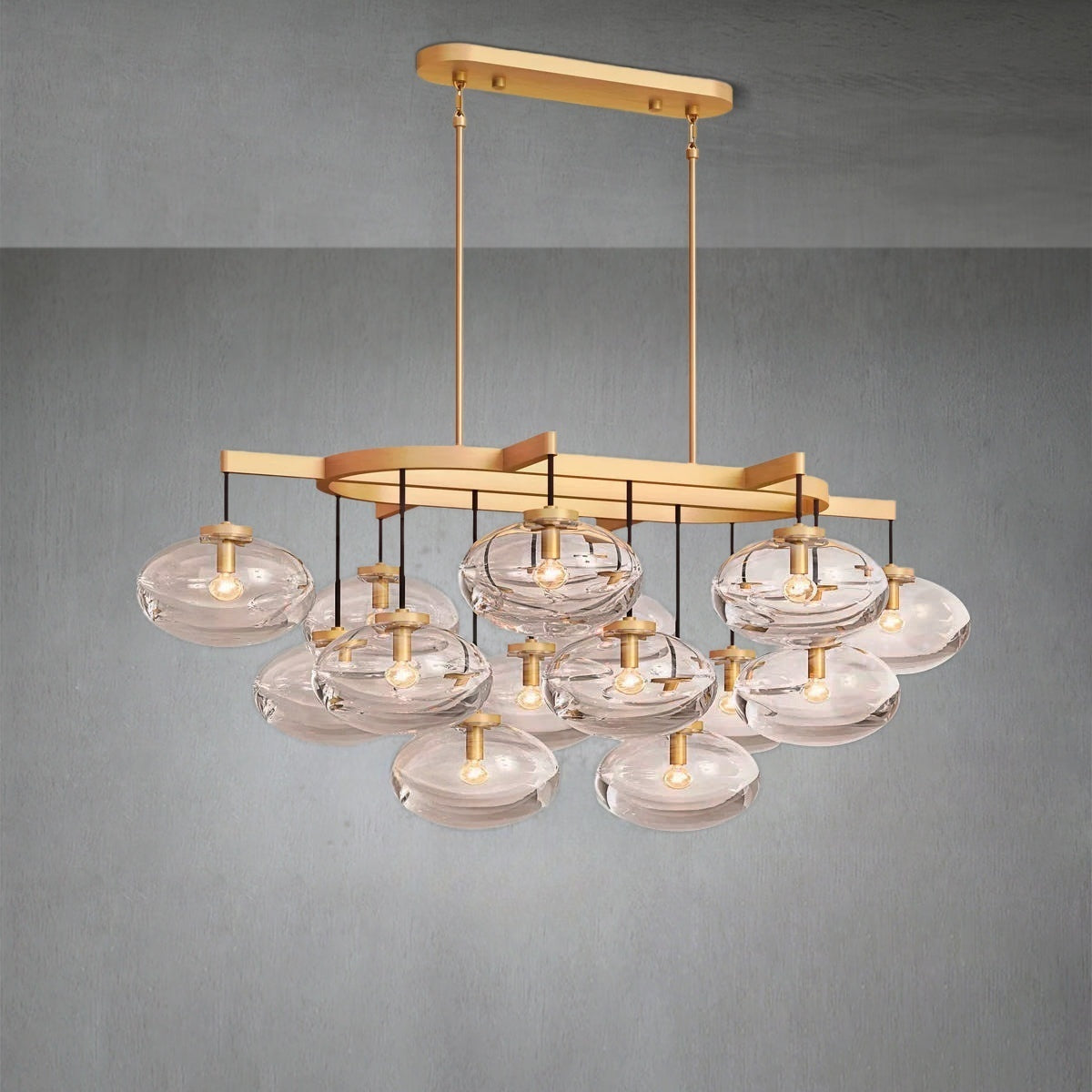 Curvette Clear Glass Linear Chandelier 54"