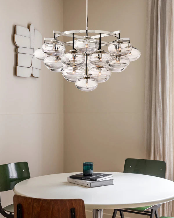 Curvette Clear Glass Round Chandelier 60"