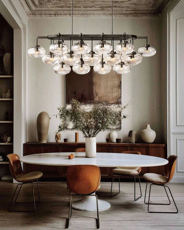 Curvette Clear Glass Linear Chandelier 72"-lampselegant