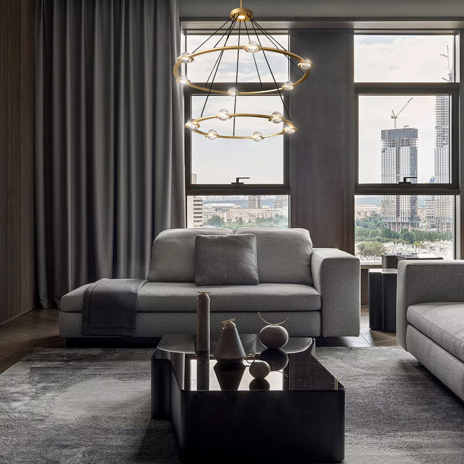 Eclatant Vintage Two-tier Round Chandelier 48"-konalight