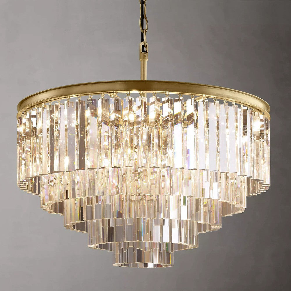Multi-tier Round Crystal 1920s Odeon Chandelier Modern Lighting D32"