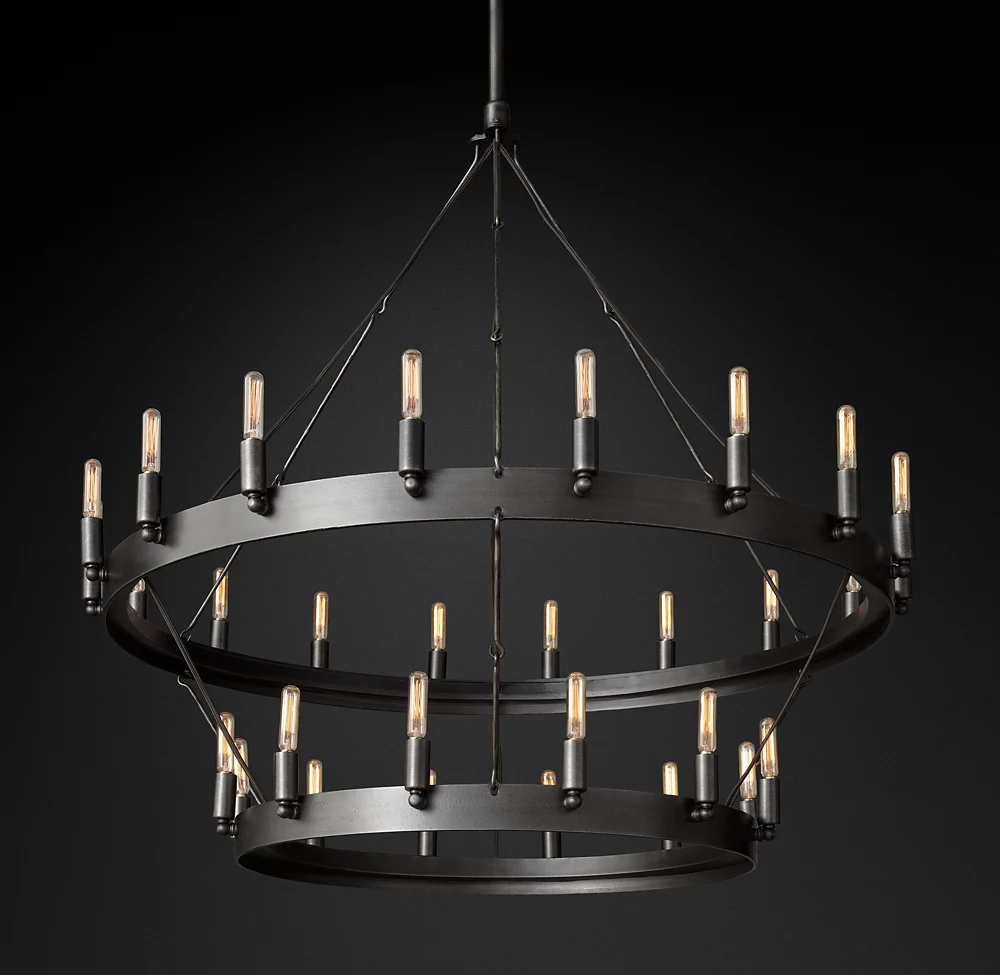 Camino Vintage Filamaent Two-Tier Chandelier 38" For Living Room-konalight