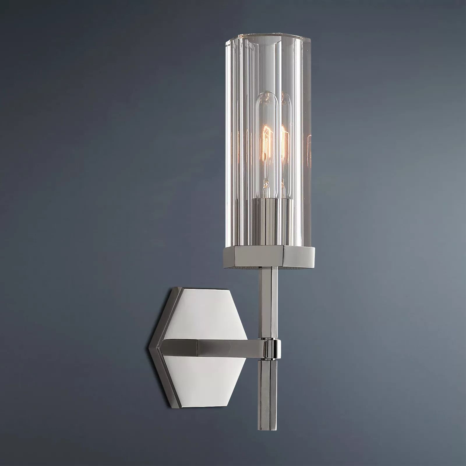 Lambeth Hexagonal Brass Wall Sconce-konalight