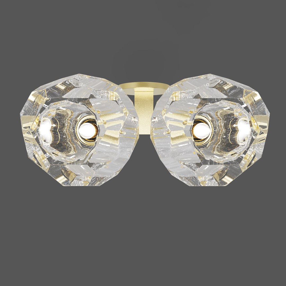 Boule De Crystal Ball Clear/Smoke Glass Grand Double Head Wall Sconce-konalight