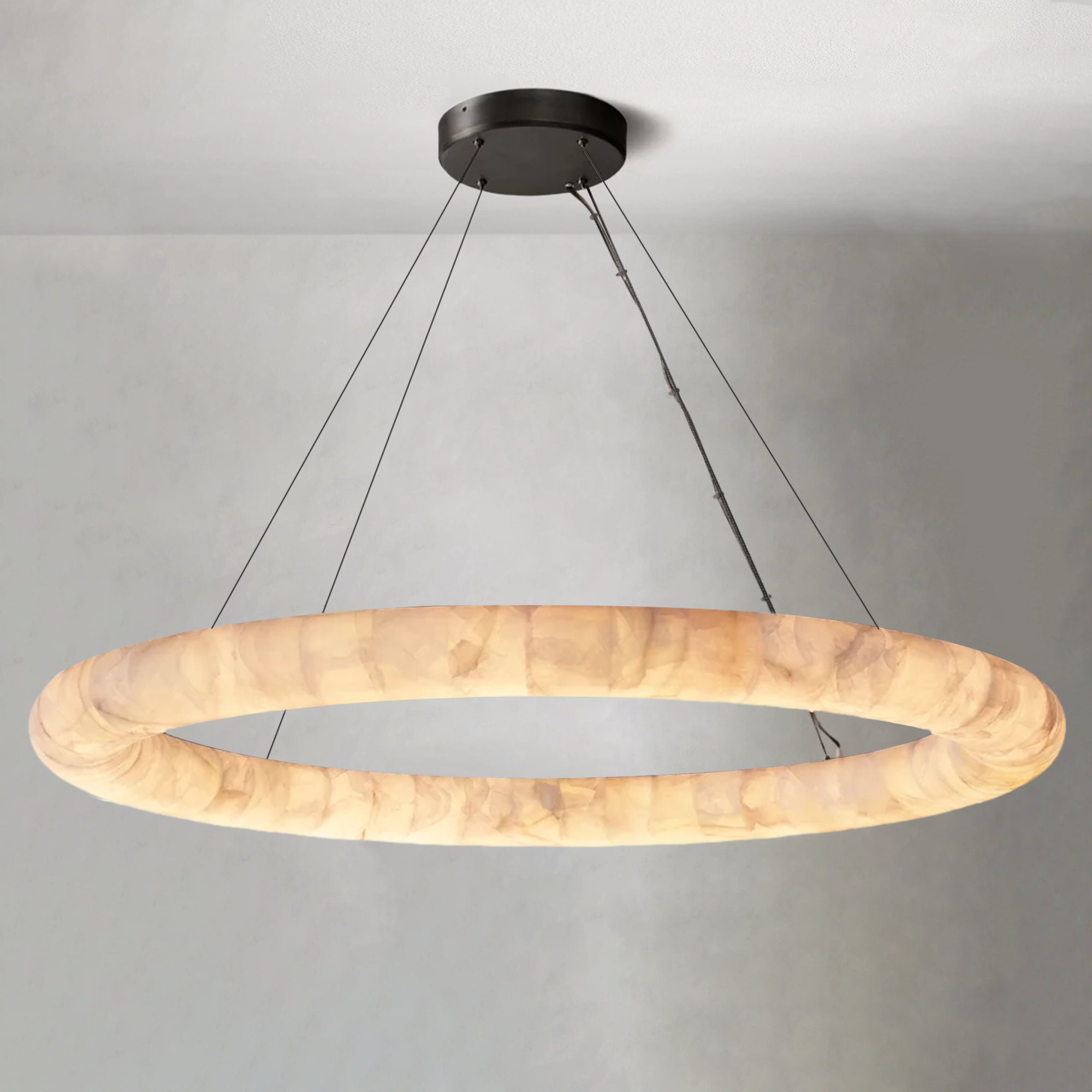 Rim Lisse Alabaster Round Chandelier 31" 41" 61"D