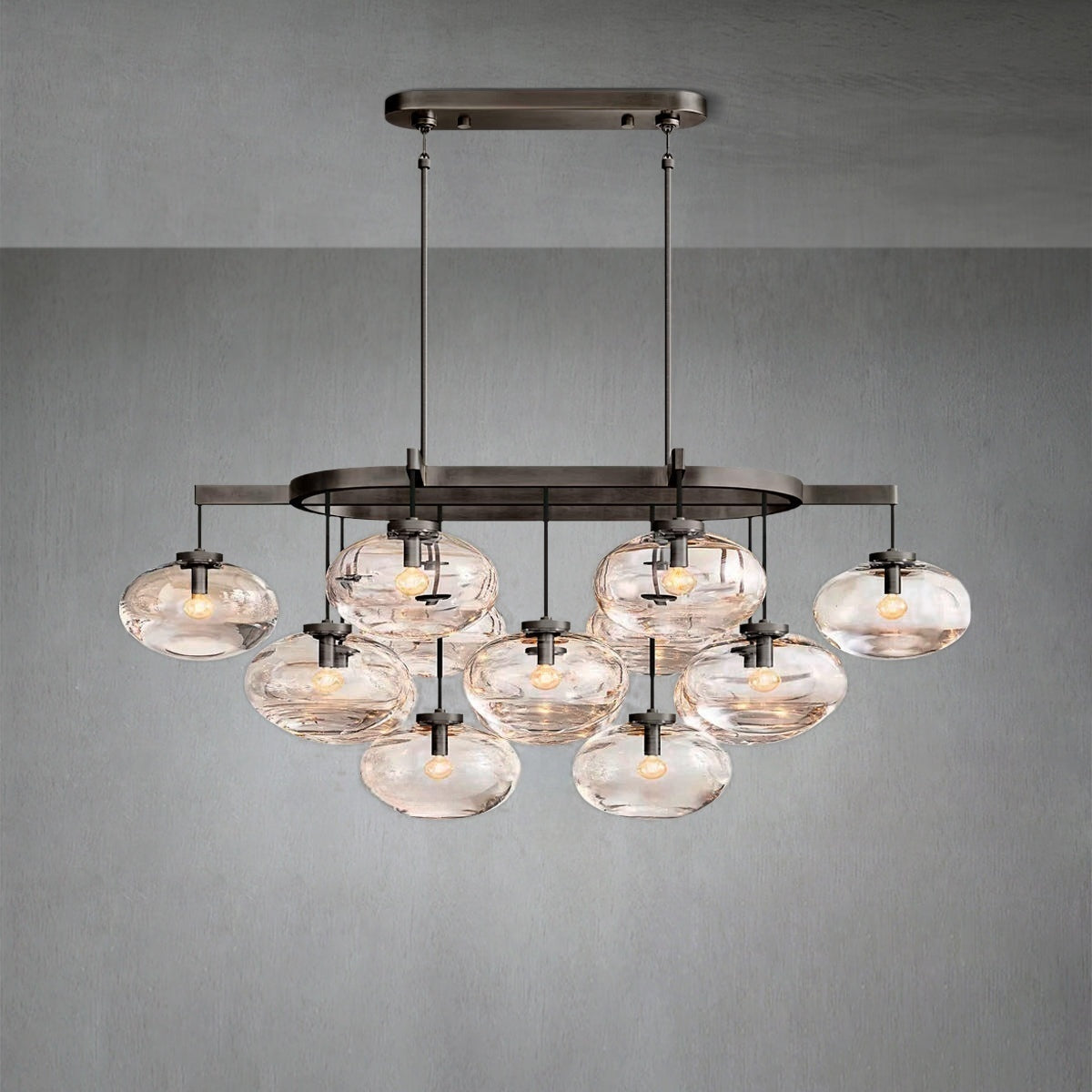 Curvette Clear Glass Linear Chandelier 54"