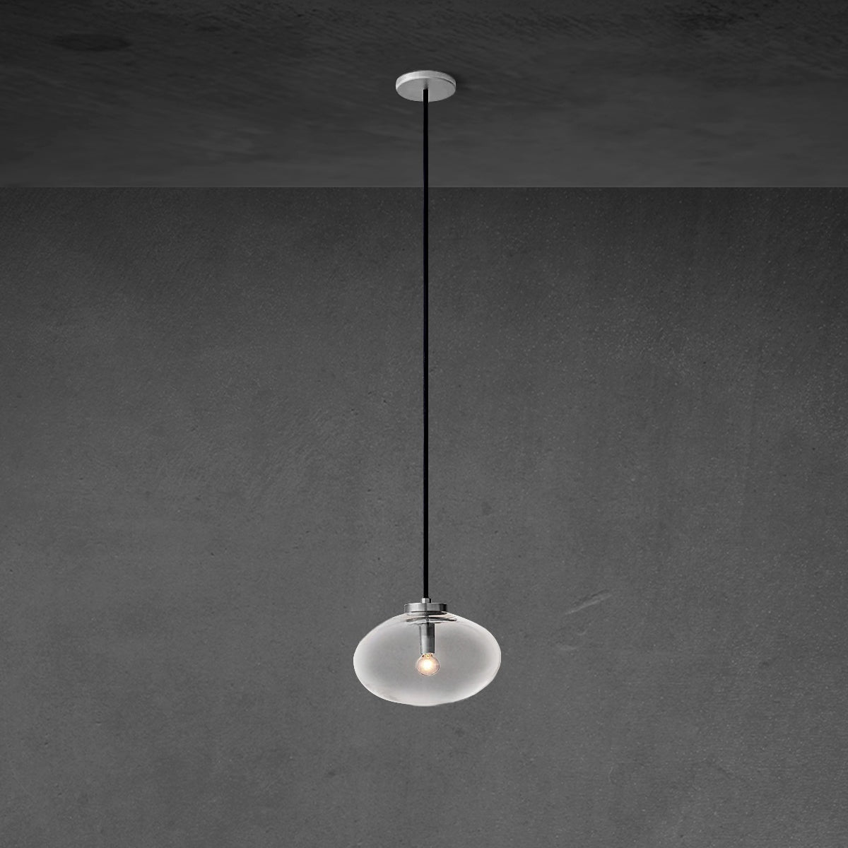 Curvette Clear Glass Pendant 10"