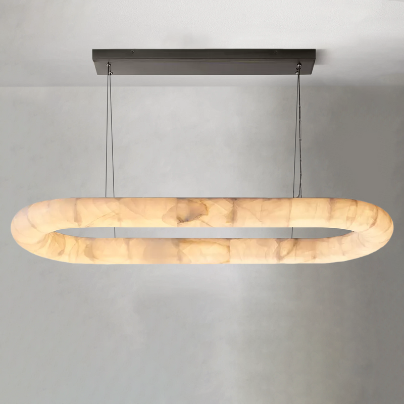 Rim Lisse Alabaster Oval Chandelier 57" 74"