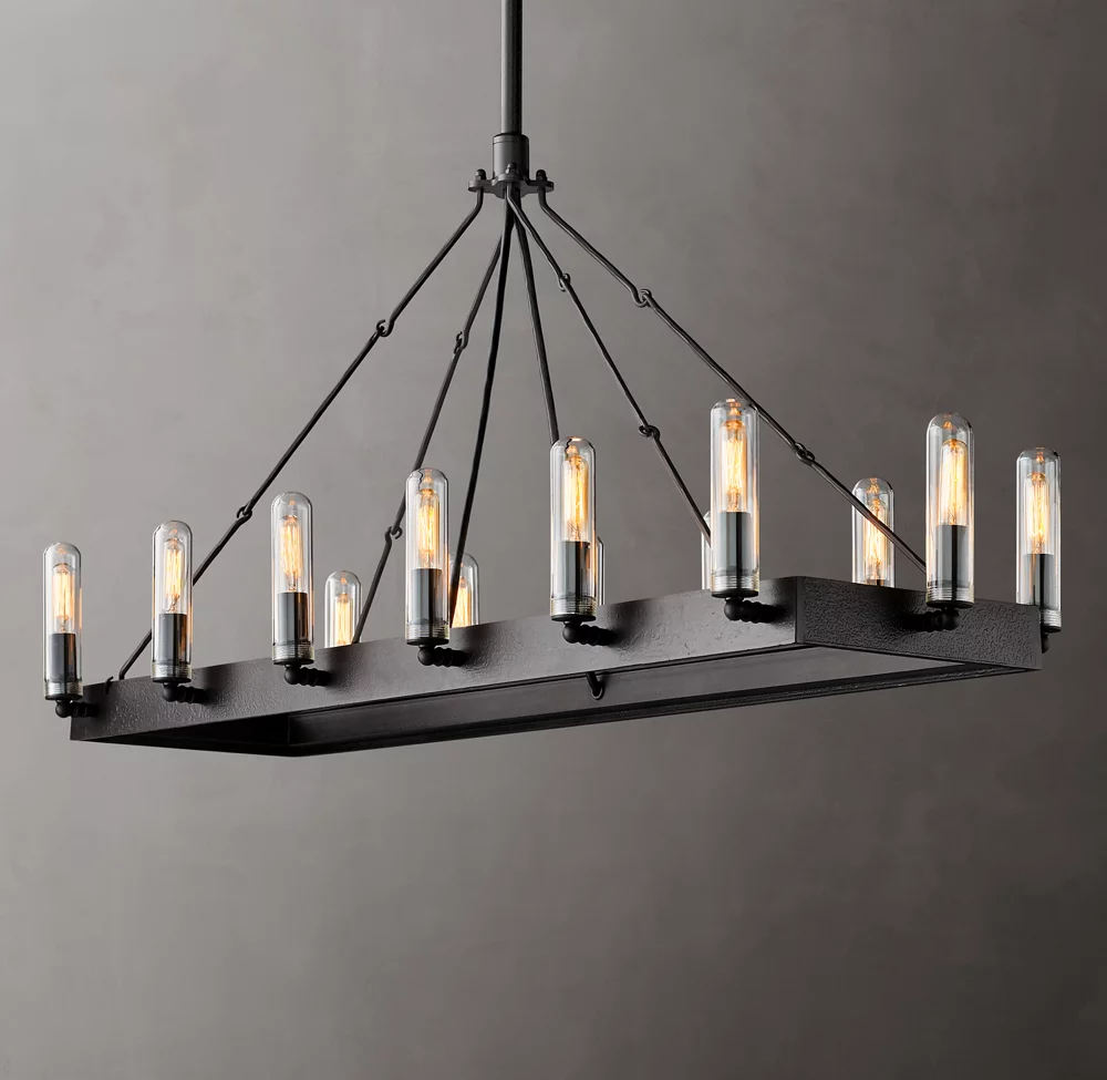 Camino Rectangular Outdoor Chandelier For Living Room-konalight