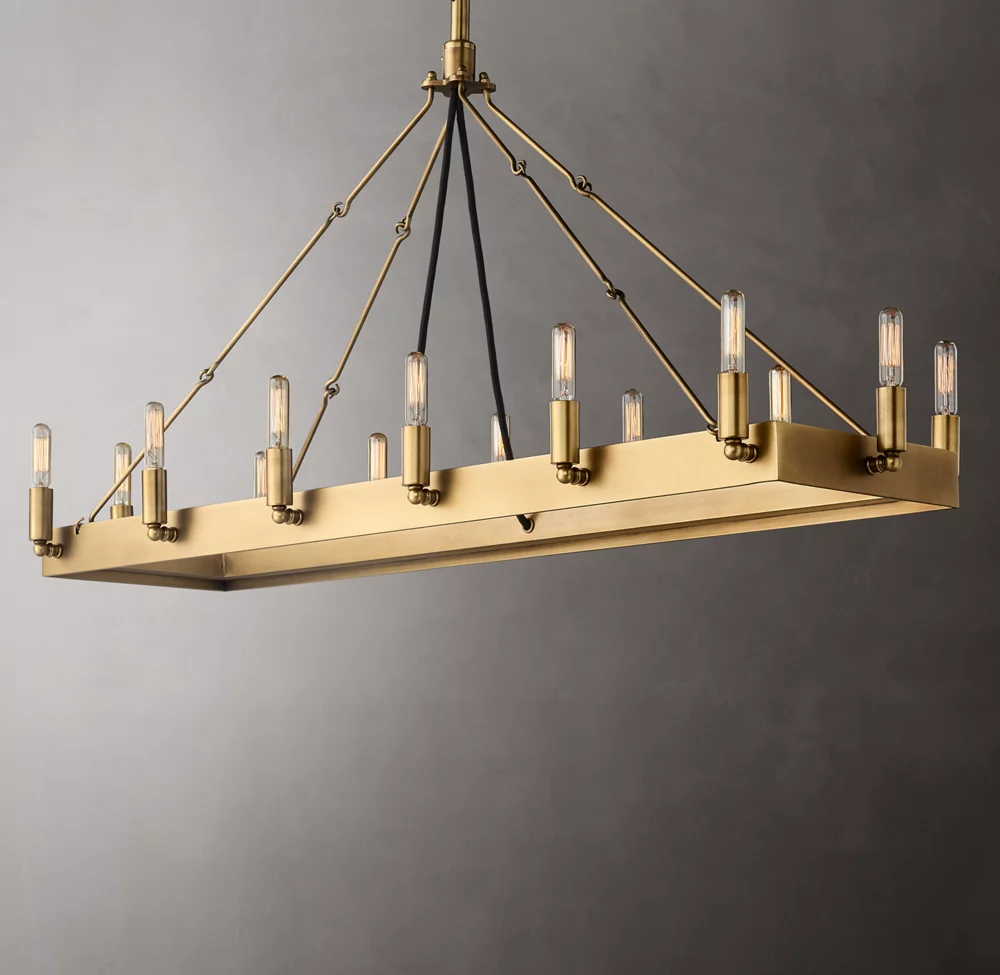 Camino Vintage Filamaent Rectangular Chandelier 41" For Living Room-konalight