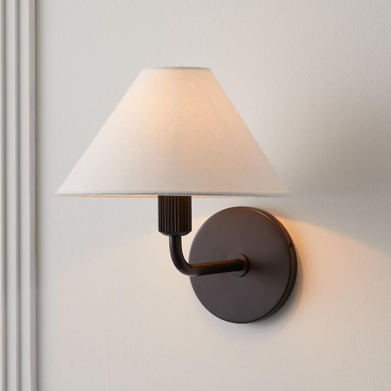 Montfaucon Tapered Linen Shade For Sconce Modern Wall Lamp-konalight