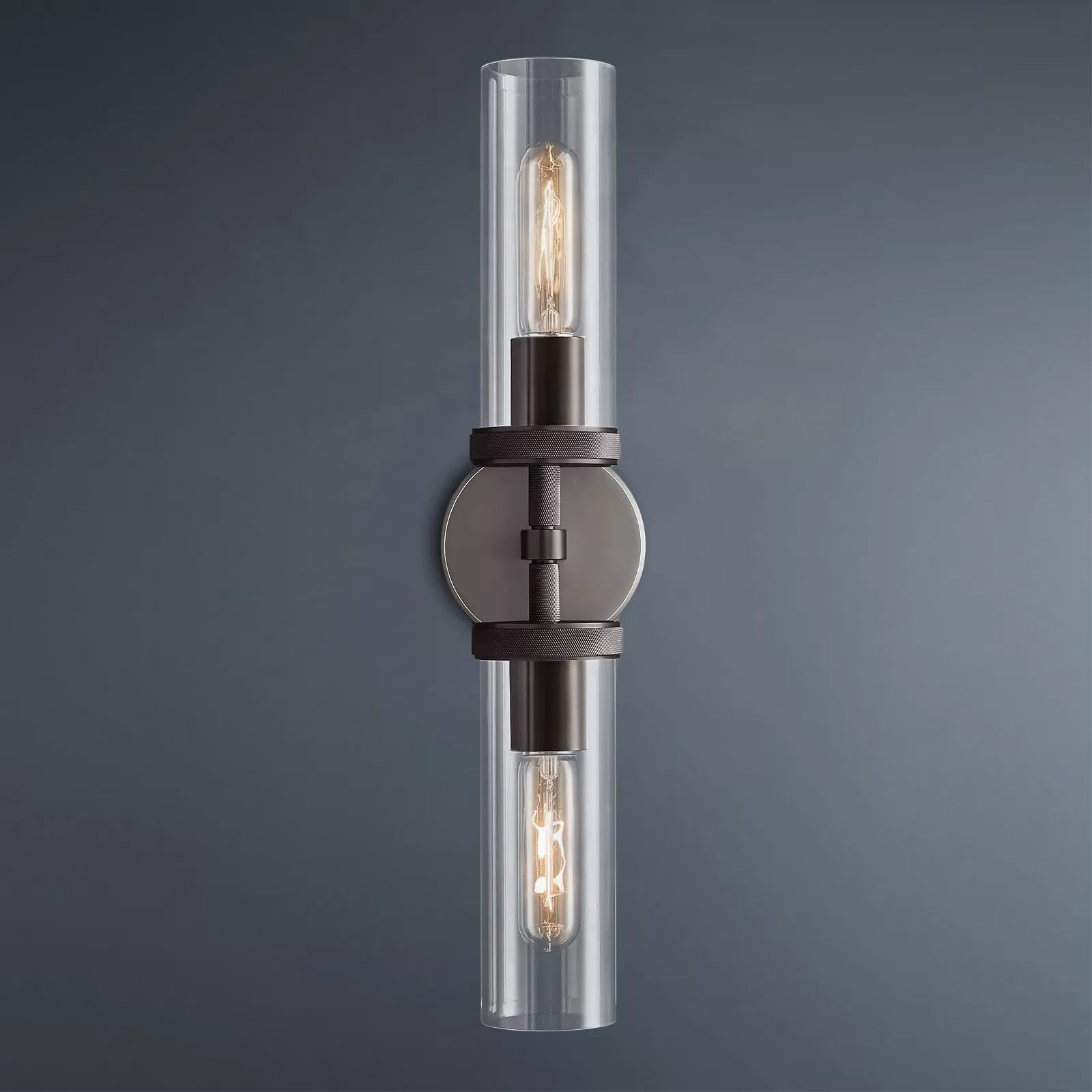 Embossed Tube Double Head Short Tube Wall Sconce-konalight