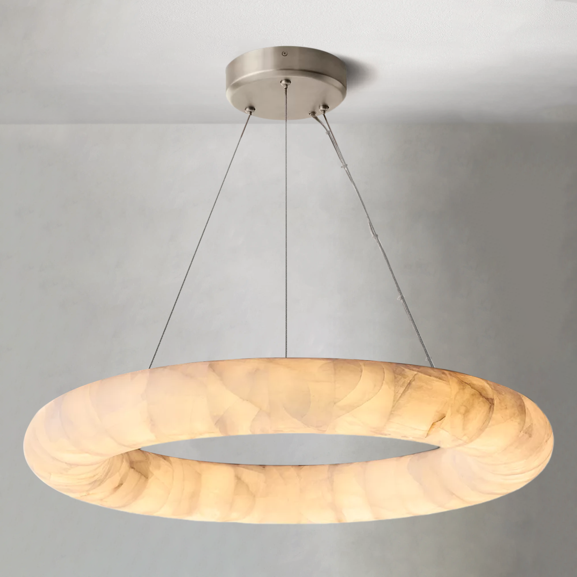 Rim Lisse Alabaster Round Chandelier 31" 41" 61"D
