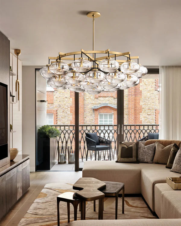 Curvette Clear Glass Round Chandelier 60"