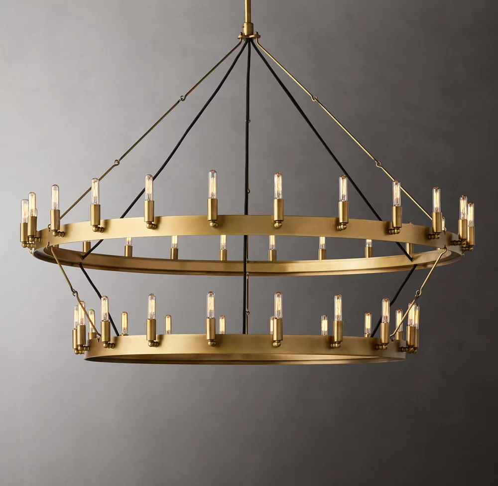 Camino Vintage Filamaent Two-Tier Chandelier 50" For Living Room