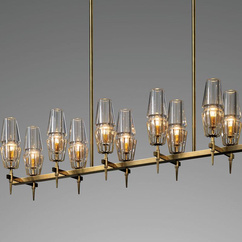 Chaillot Glass Brass Chandelier(Long) For Living Room-konalight