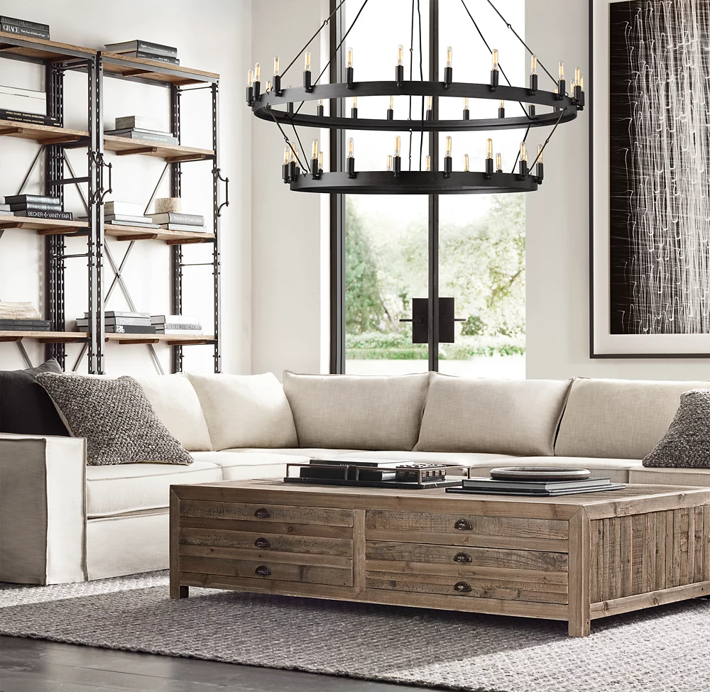 Camino Vintage Filamaent Two-Tier Chandelier 63" For Living Room-konalight