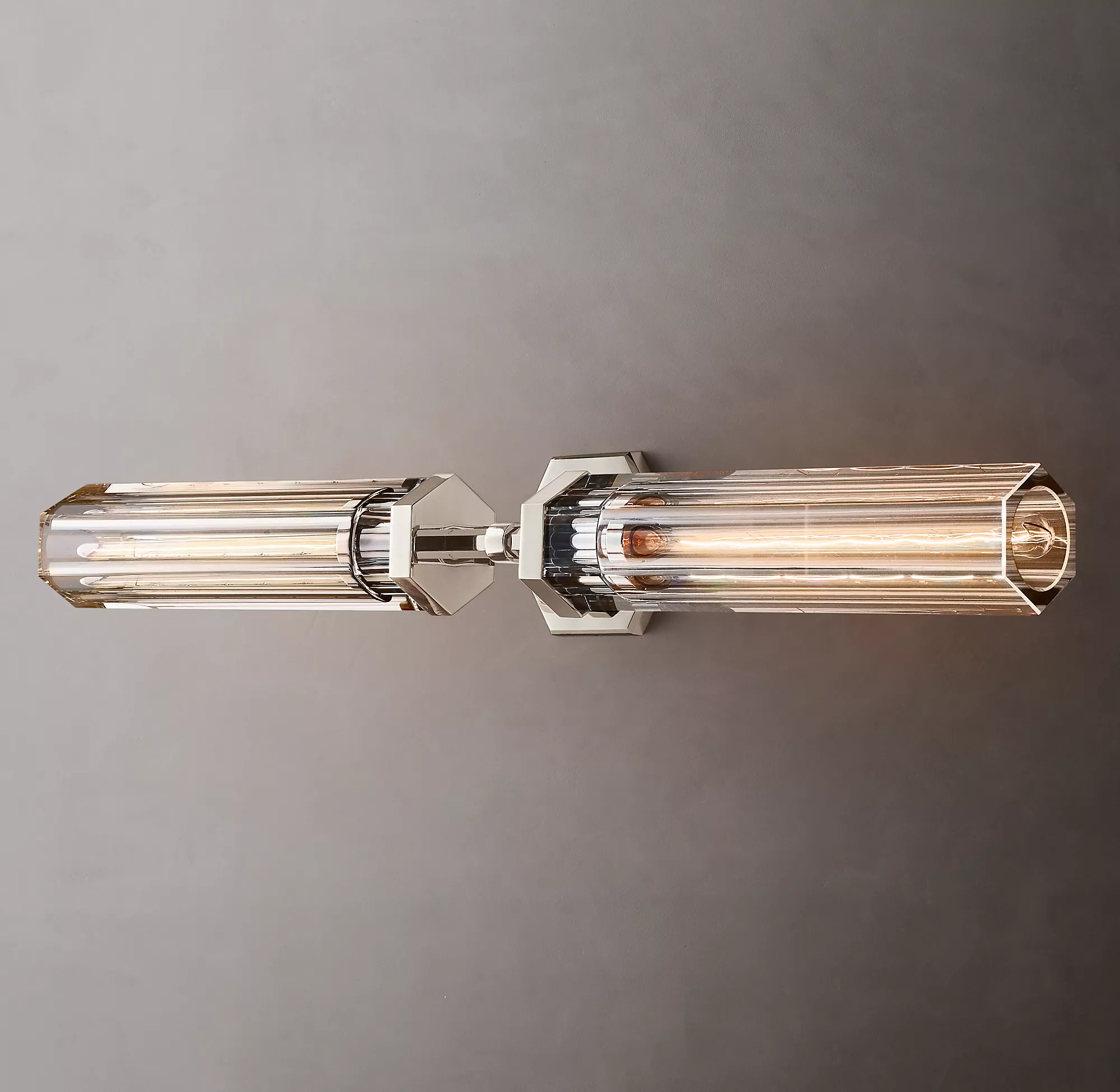 Lambeth Hexagonal Double Head Brass Wall Sconce-konalight