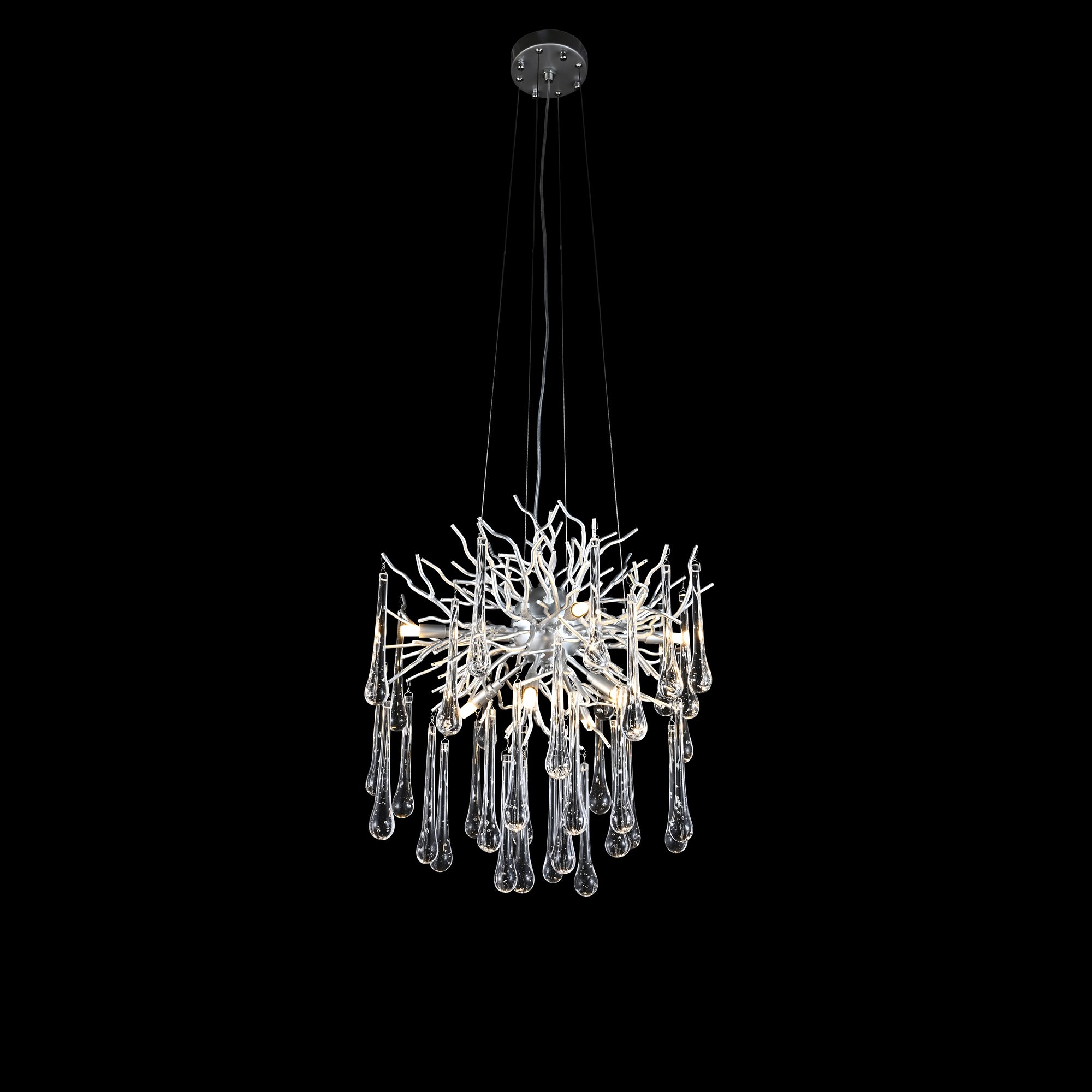 Branching Brass Round Teardrop Chandelier-konalight