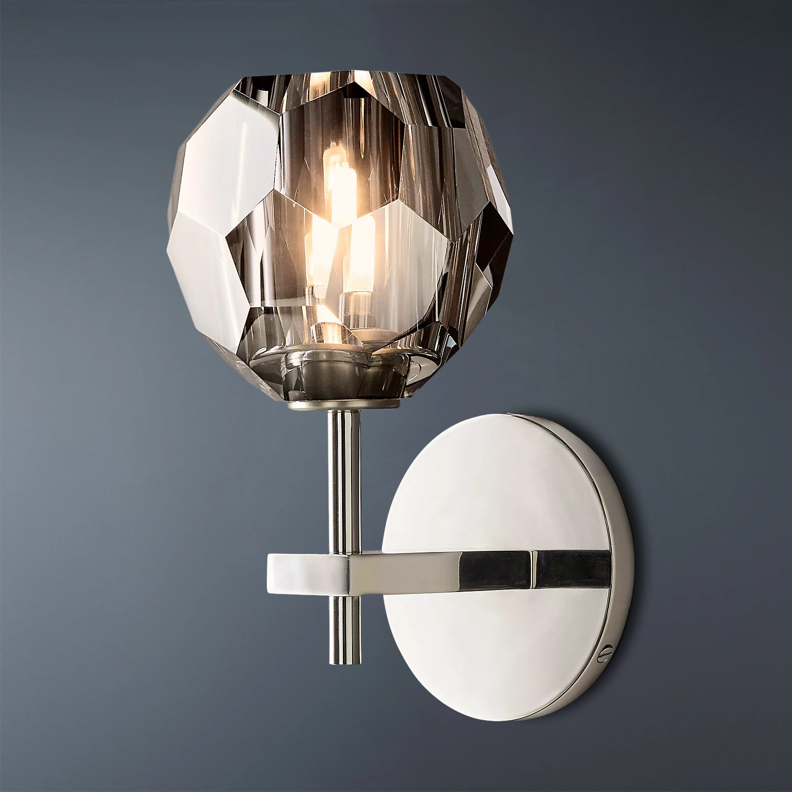 Boule De Crystal Ball Clear/Smoke Glass Wall Sconce-konalight