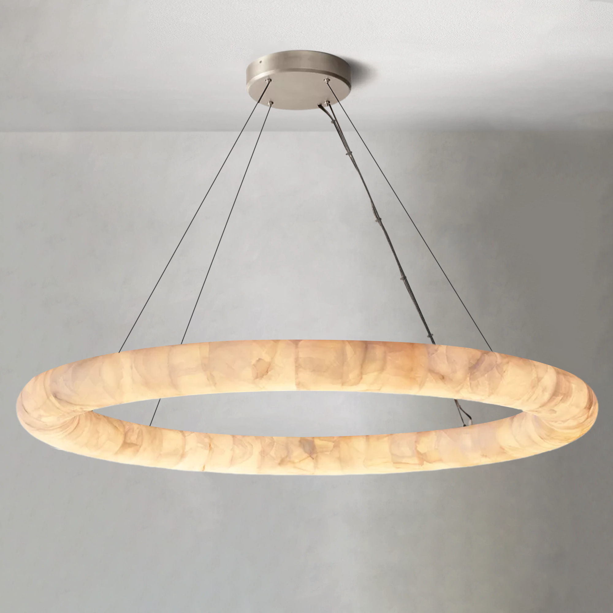 Rim Lisse Alabaster Round Chandelier 31" 41" 61"D