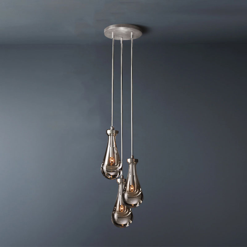 Raindrop Round 3-Lights Rod Chandelier-konalight
