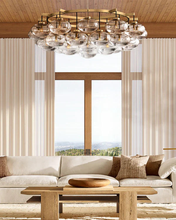 Curvette Clear Glass Round Chandelier 60"