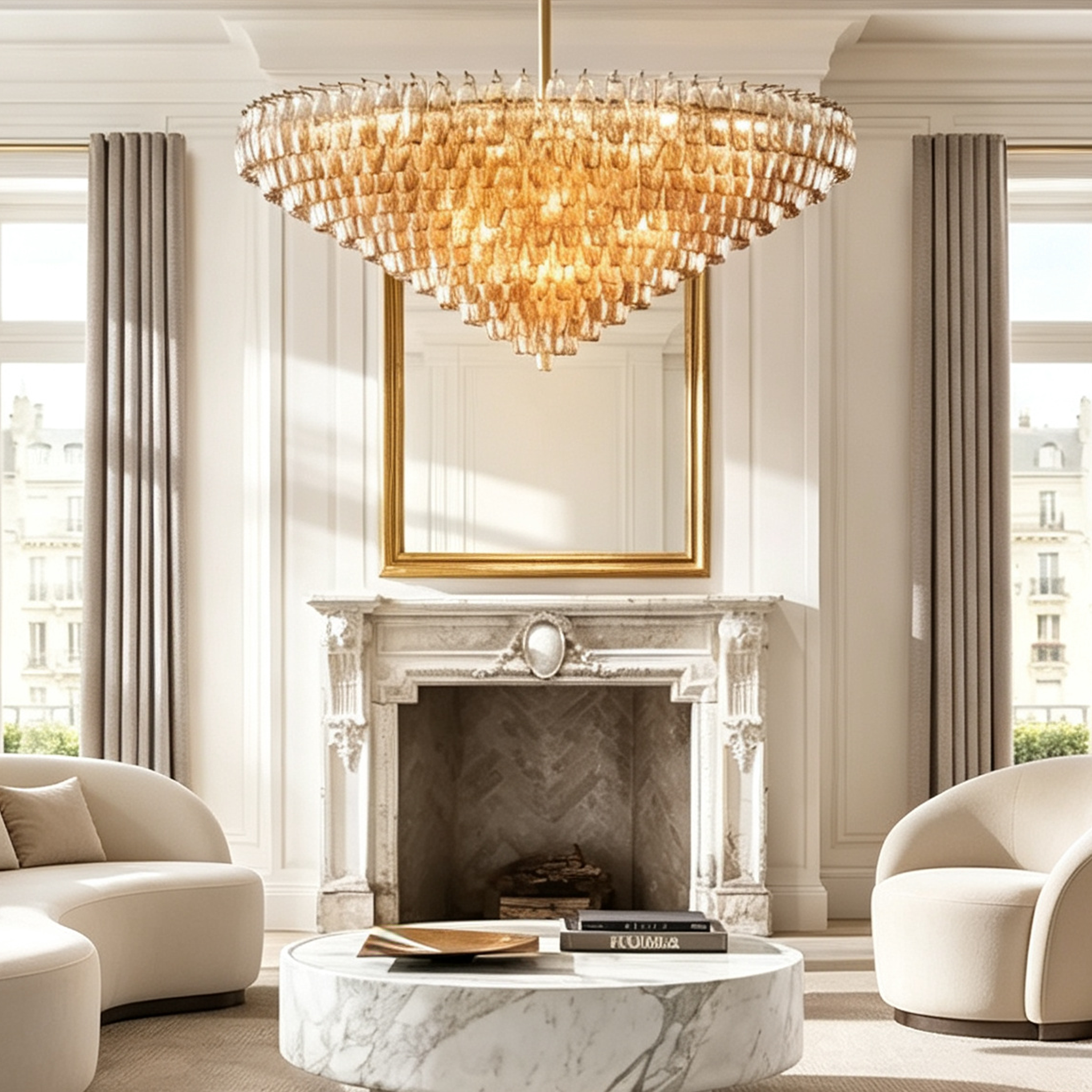 Mia Smoke Glass Tiered Round Chandelier For Dinning Room
