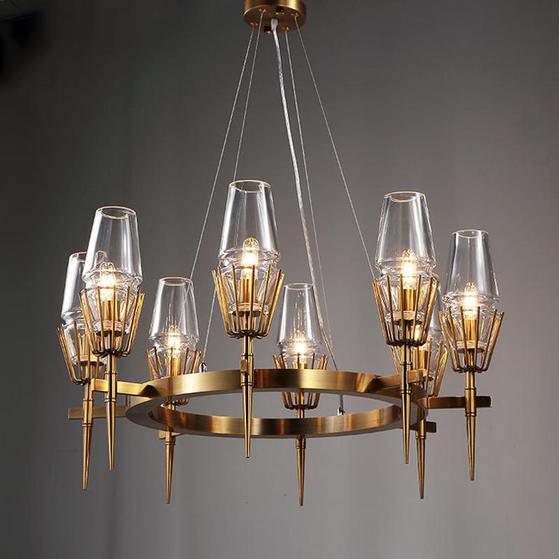 Chaillot Glass Brass Chandelier For Living Room-konalight