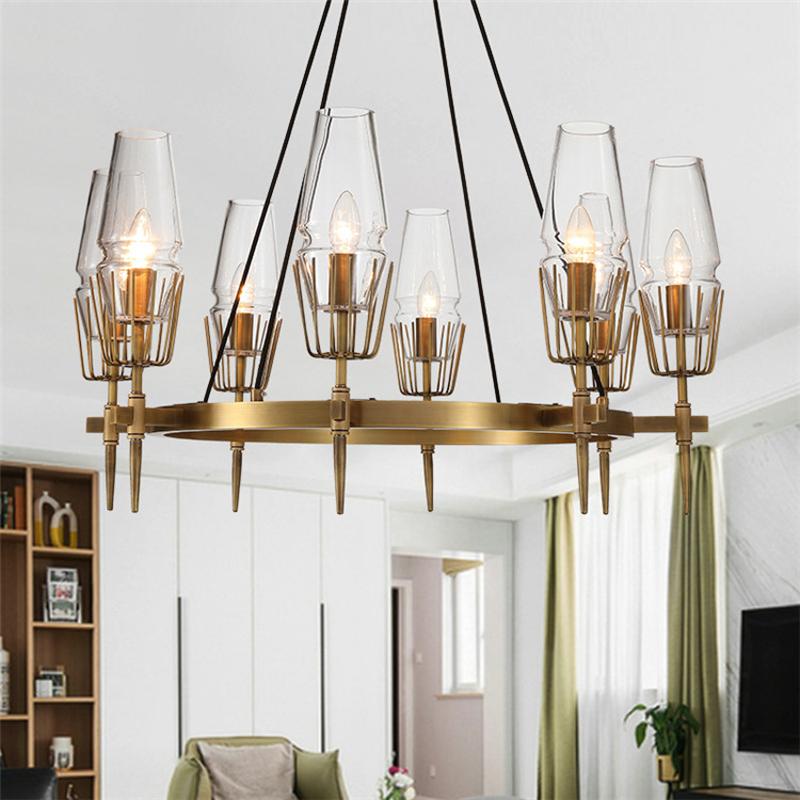 Chaillot Glass Brass Chandelier For Living Room-konalight
