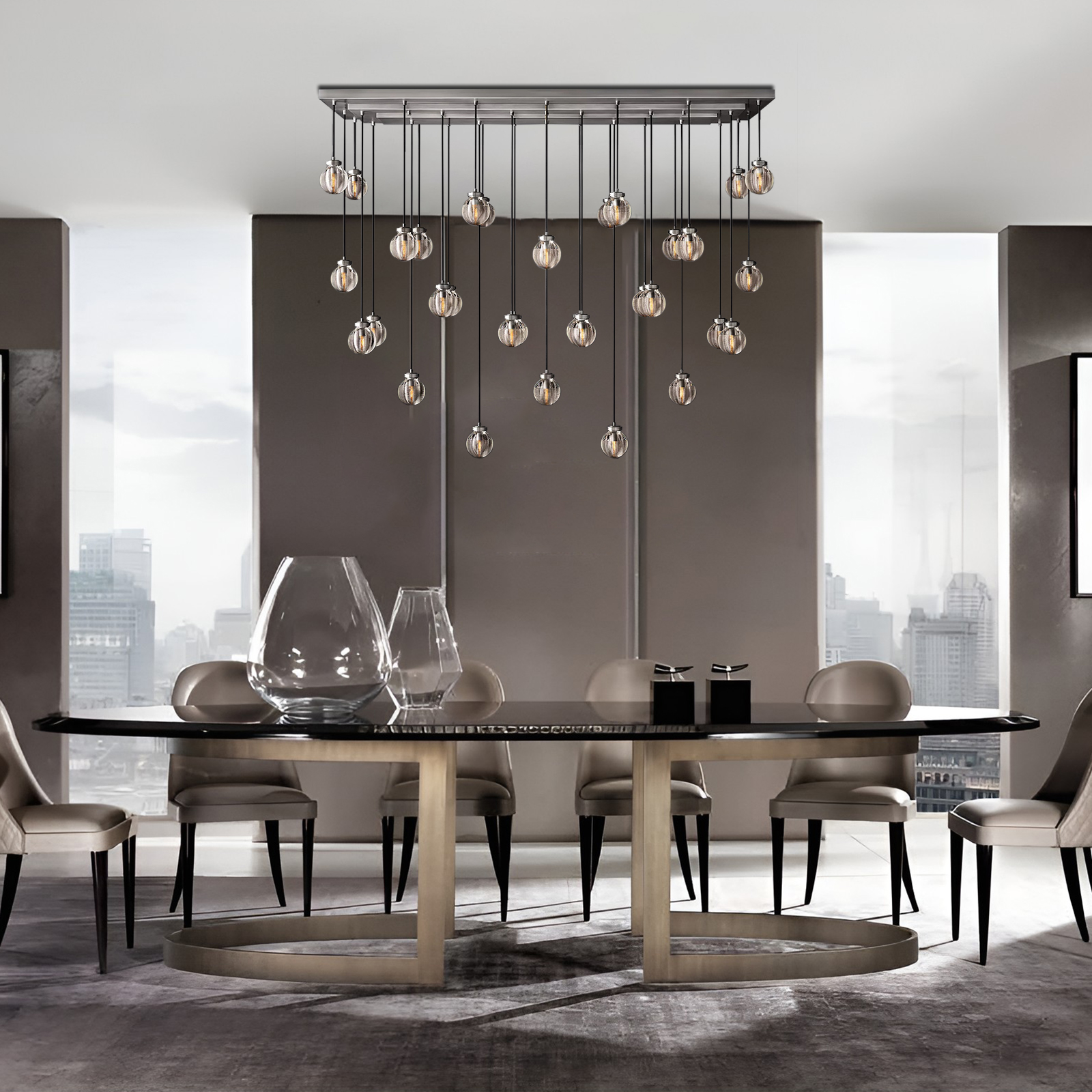 Pearl Linear Living Room Chandelier Vintage Light Fixture 72"-konalight