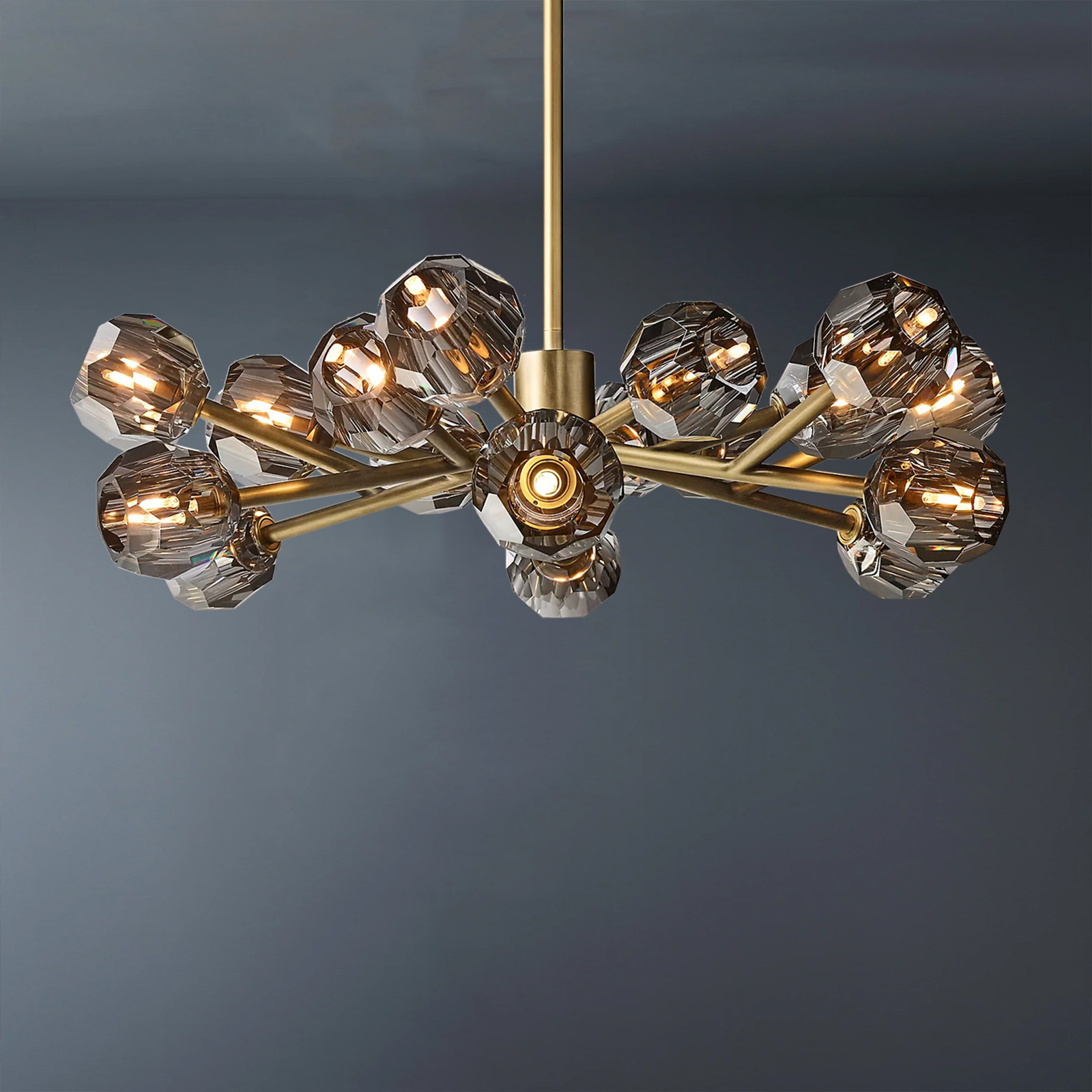 Boule De Crystal Ball Smoky Glass Round Chandelier 36"-konalight