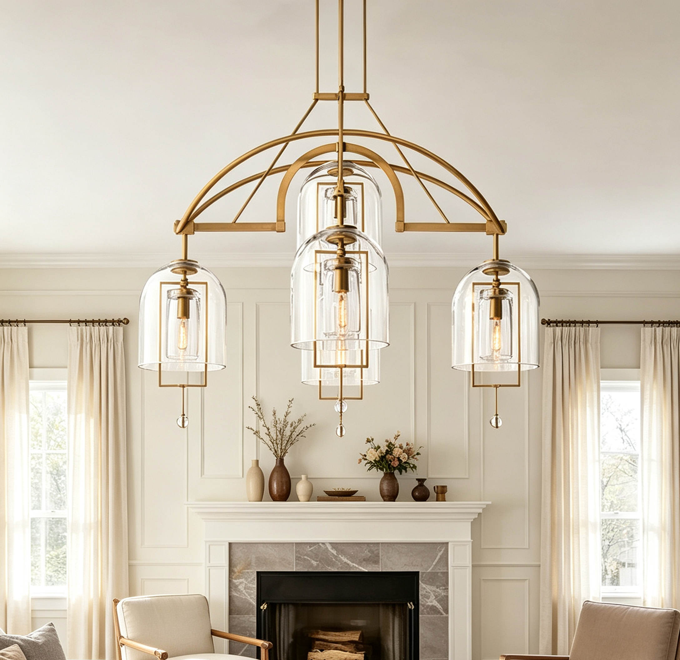Fulcrum Round Chandelier 85" For Living Room