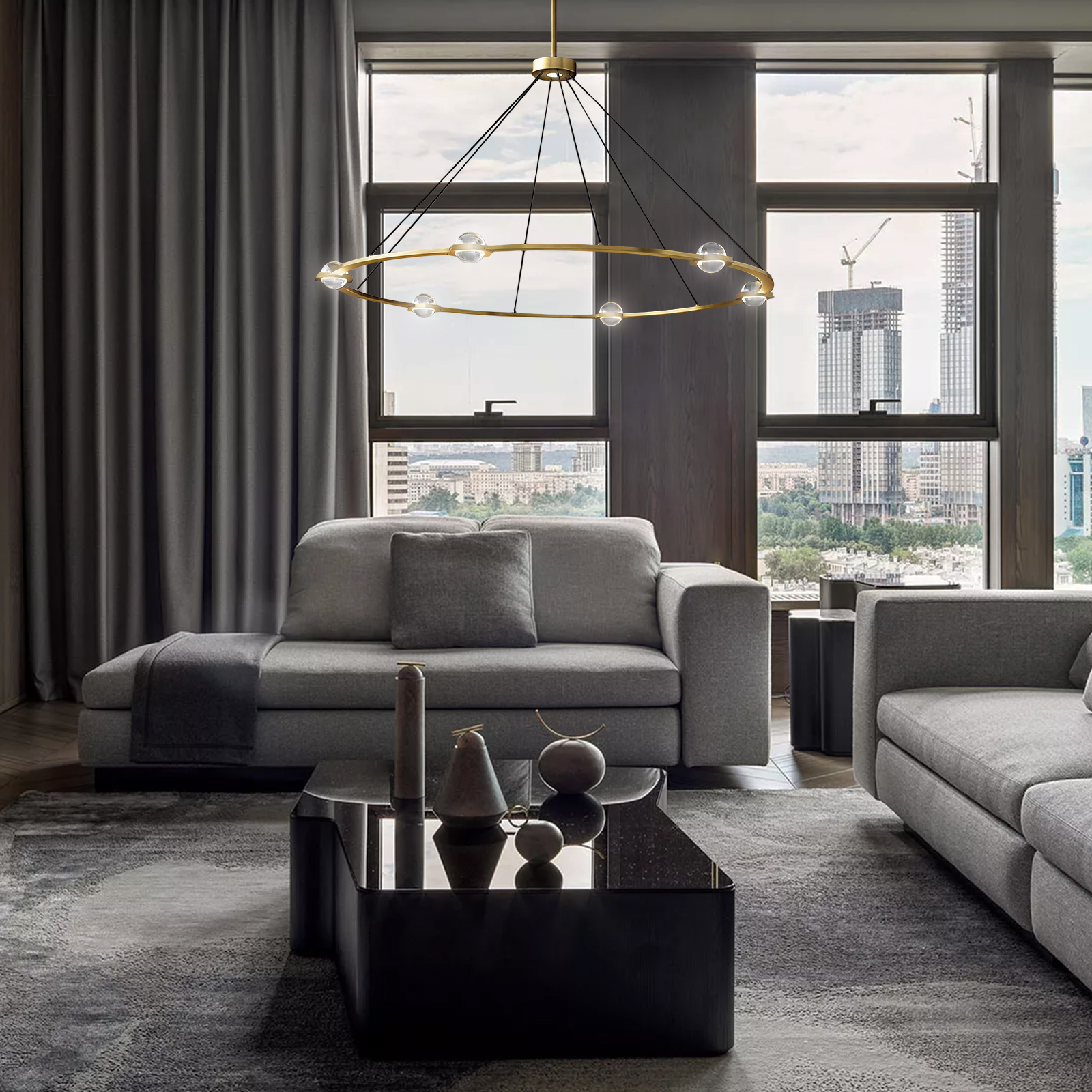 Éclatant Vintage Round Chandelier 48"-konalight