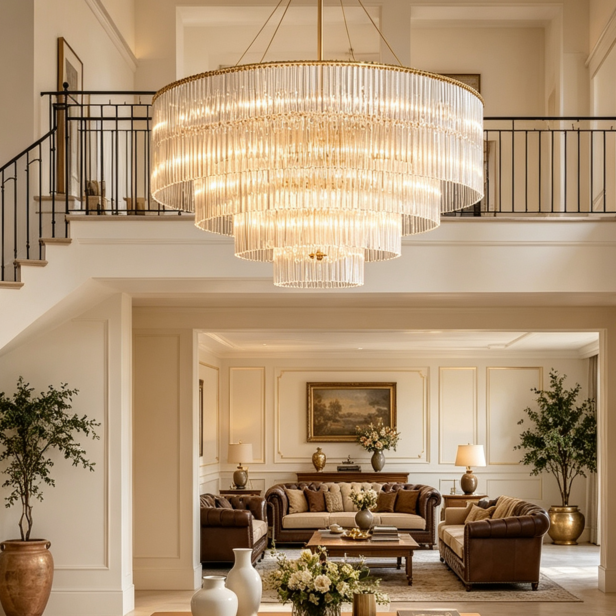Amadeo K9 Glass 
 Round Chandelier 40" for living room