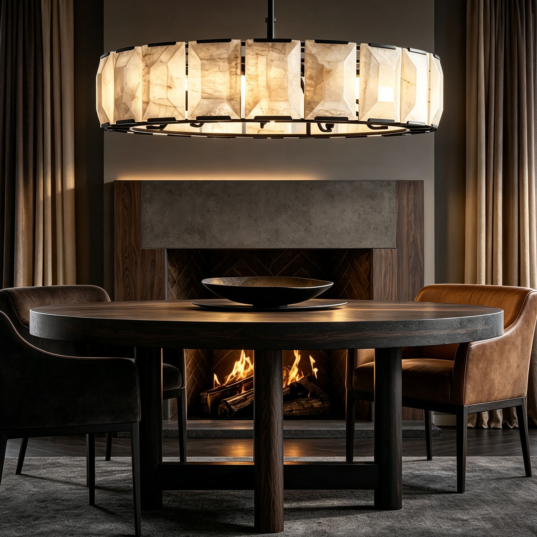 Harlow Calcite Round Chandelier D 43"
