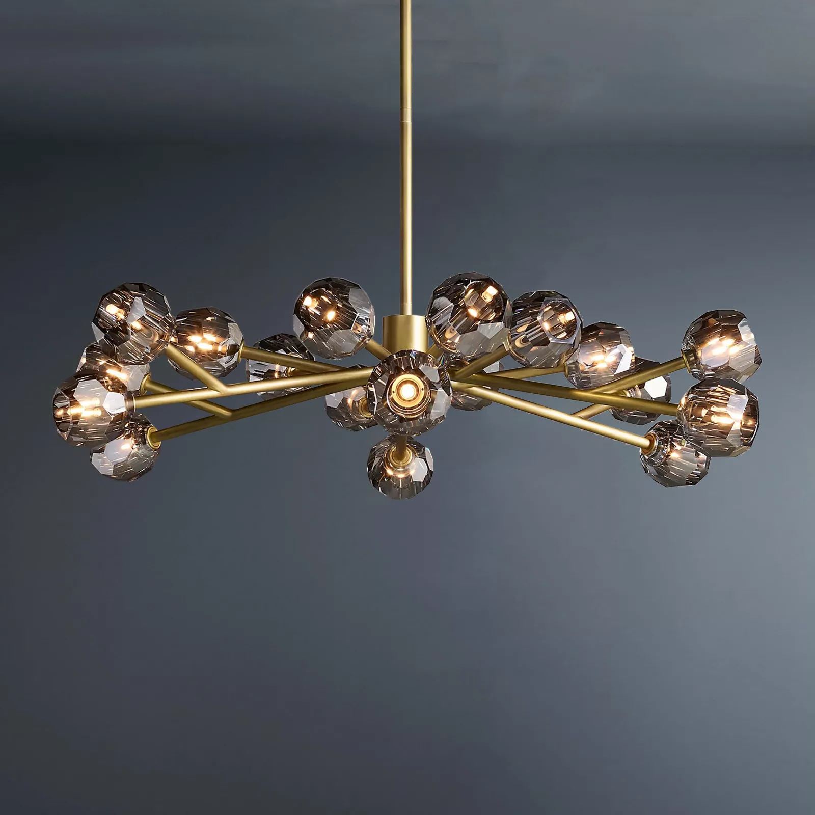 Boule De Crystal Ball Smoke Glass Round Chandelier 48"-konalight