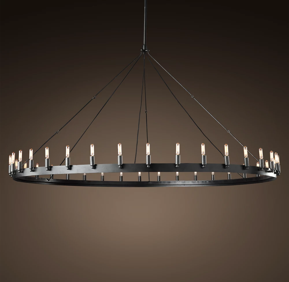 Camin Vintage Filament Round Chandelier 73" For Living Room-konalight