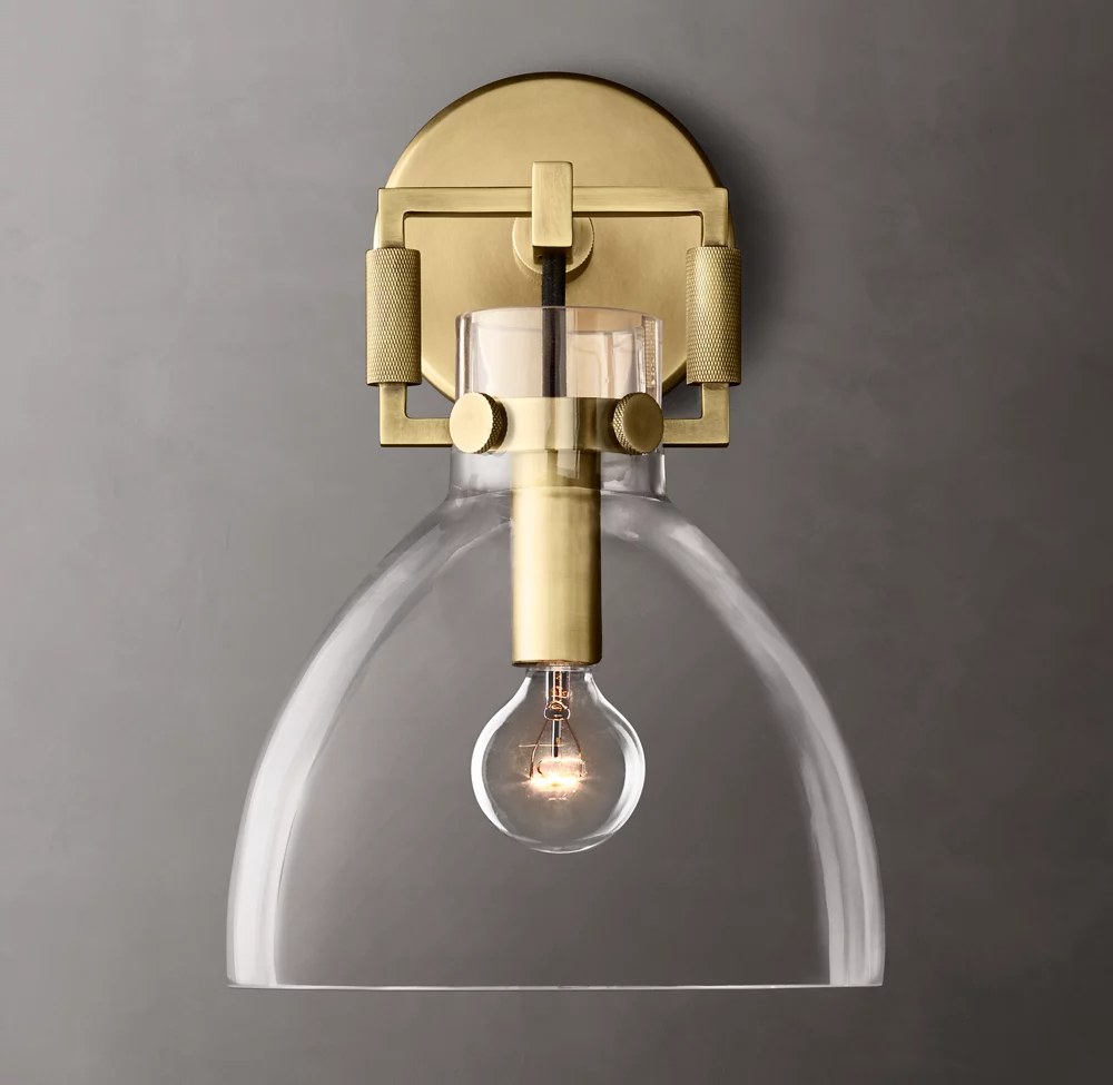 Machinist Glass Gloche Wall Sconce 8" For Dining Room-konalight